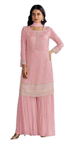 Shriva Fashion Indian Pakistani Ready to wear salwar kameez palazzo with embroidery work eid wedding party for women (2929) (Pink, 38)