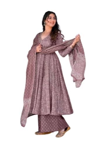 shopNstyle Indian Women's Printed Kurta Kurti Top Tunic Casual Evening wear Anarkali Kurta Set with Dupatta