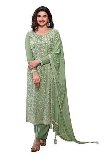 STELLACOUTURE Eid festival ready to wear salwar kameez embroidered indian wedding plus size shalwar suit for women 2783-O (Pista, 42)