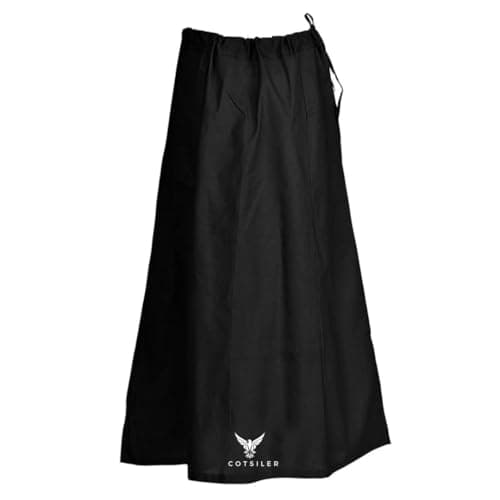 Indian Women Saree/Sari Patticoat Underskirt Cotton Stitched Adjustable Waist Lining Skirt (US, Alpha, One Size, Plus, Regular, Black)