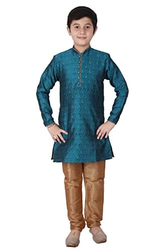 Pro-Ethic Style Developer Boy's Cotton Indian Kurta Payjama For Kids Boys | Traditional Wear | 1 To 16 Years | Pack Of 1 (GREEN, 13-14 Years)