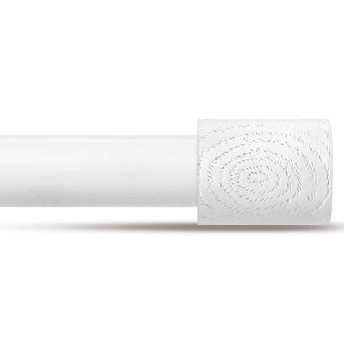 JRZOO White Curtain Rod for Window 48 to 84 Inches, 1 Inch Heavy Duty Adjustable Decorative Drapery Rod with Imitation Wooden Grain Cap Finials Size:36-88'' White Wood