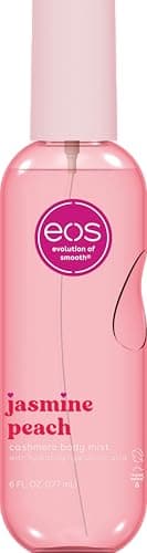 eos Cashmere Body Mist, Jasmine Peach, Body Spray for Women, Hair Mist, Floral Perfume, Moisturizing, Hyaluronic Acid, Glycerin, Vegan, Cruelty-free, 6 fl oz