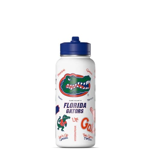 Hydrapeak Officially Licensed Florida Gators 32 oz Active Water Bottle with Straw Lid Reusable Stainless Steel Double Wall Insulated Sports Gift