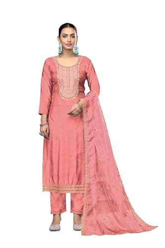 GJ Fashion Stiched Designer Indian Style Embroidered Churidar Palazzo Salwar Suit For Women Party Ocasional Wear