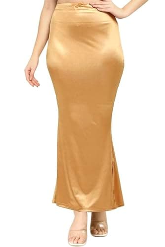 Chandrakala Satin Saree Shapewear for Women Seamless Stretchable Mermaid Sari Shaper Petticoat Girls,Gold,Small-Medium (S118GOL3)