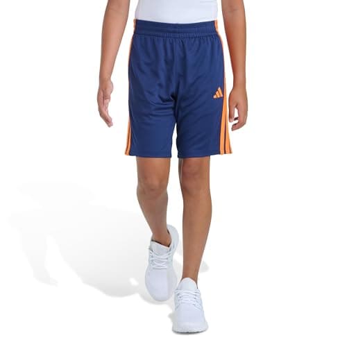 adidas Boys Mesh Athletic Shorts, Navy with Bright Orange, Large