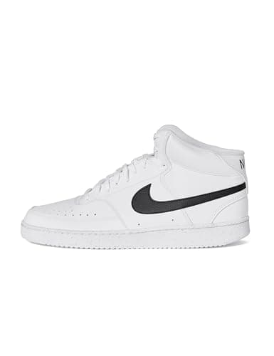 Nike Men's Court Vision Mid Next Nature Shoes, White/Black-White, for $56.97