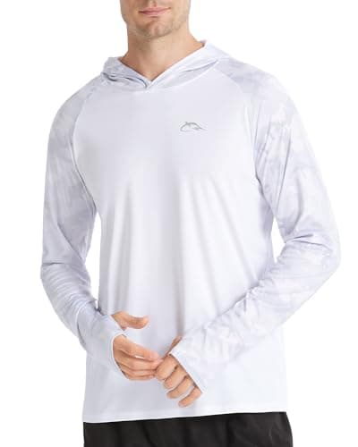 FISHEAL Men's Performance Fishing Hoodies with Thumbholes, UPF 50+ Long Sleeve UV Sun Protection Shirts Quick-Dry Athletic Hoodie