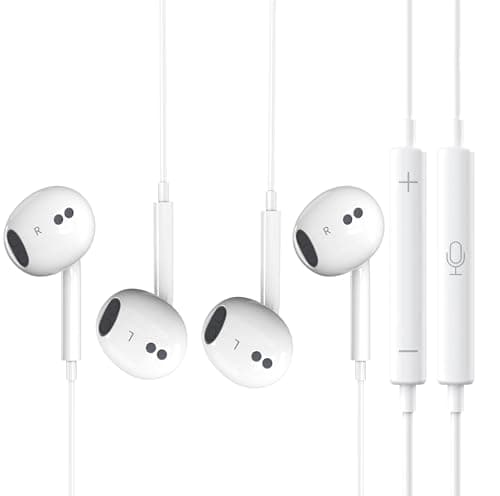 2 Packs Wired Headphones for iPhone 14 Earphones Wired Nosie Reduction Built-in Microphone&Volume Control Headsets,Earbuds for iPhone 14/13/12/11/XR/XS/X/8/7/6/SE/Pro Max,Support All iOS System,White