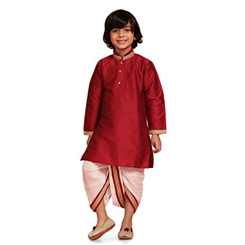AJ DEZINES Indian Traditional Dhoti Kurta Dress For Boys|Indian Baby Boy Outfit|Dhoti Set For Kids|Ethnic & Festive Wear-M-0 Maroon