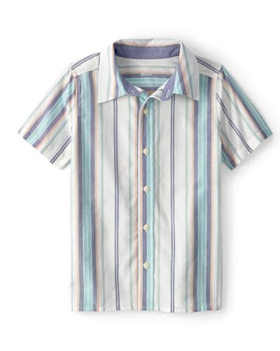 OshKosh B'Gosh Boy Short Sleeve Woven Buttonfront Shirt, Multi, 6