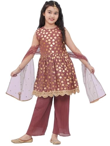 AJ DEZINES Girls Indian Ethnic Wear Salwar Kameez For Kids|Girls Punjabi Suit|Kids Kurta Sharara Set|Indian Dress|Pink-32