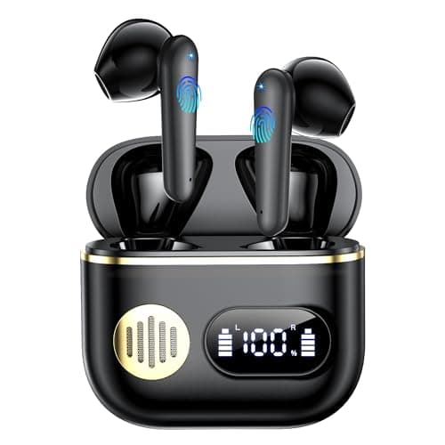 Wireless Earbuds, Bluetooth 6.1 Headphones Bass Stereo, 2026 Bluetooth Earbuds AI Translation Earbuds in Ear Earbuds with Dual LED Display Bluetooth Headphones Earphone for Gym/Running/Workout