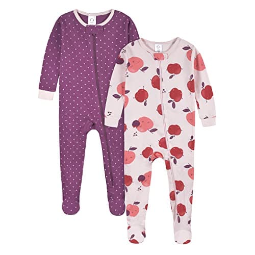 Gerber Baby Girls 2-Pack Footed Pajamas, Fruit Lovers Purple, 2T