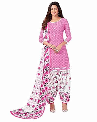 Miraan Women's Cotton Printed Readymade Salwar Suit XX-Large Pink