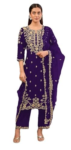Shriva Fashion Pakistani Ready to wear salwar kameez with embroidery work eid wedding party for women (2938) (Purple, 46)