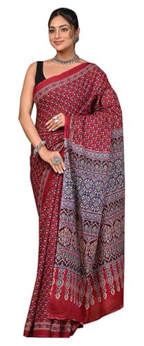 IMTRA FASHION Pure Cotton Saree for Women Indian Dress Printed Sari with Unstitched Blouse Piece