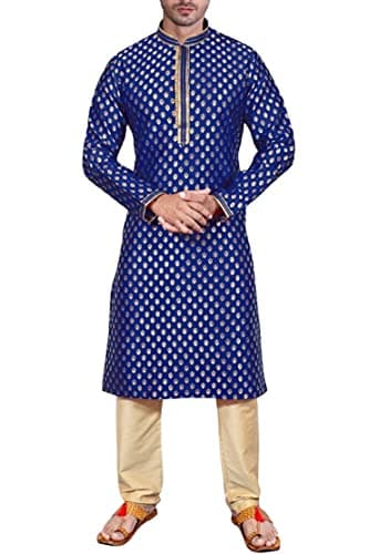 Sonisha SK105 Men's Blue Kurta Pajama Set Wedding Kurta Pyjama Indian Party Suit (36)