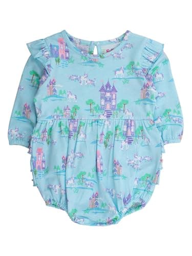 RuffleButts® Baby/Toddler Girls Long Sleeve Bubble Rompers - Once Upon a Castle, 2T