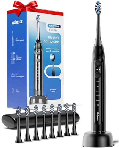 Onlyone T2431A0 Ultrasonic Electric Toothbrush with 8 Brush Heads $7.99