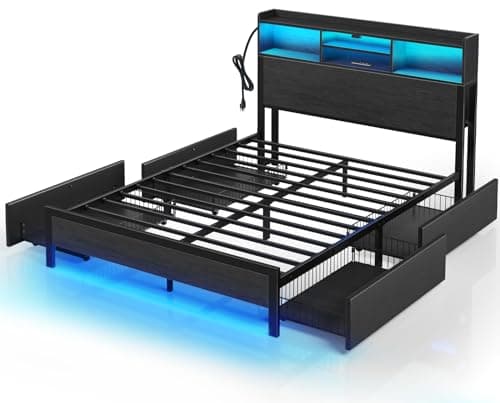 Rolanstar Full Bed Frame with ...Easy Assembly,Noise-Free,Black