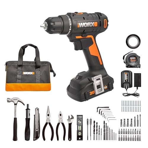 $66.96 | Worx 20V Cordless Drill Driver, 84pc Accessory Kit at Amazon