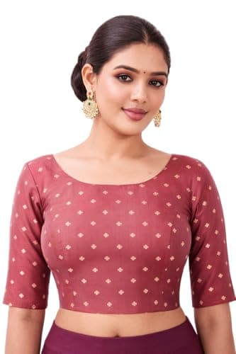 Indian Jacquard Silk Saree Blouse for Women Bollywood Choli Top | Ethnic Crop Top for Wedding, Party, Navratri, Festival Wear, Eid Maroon