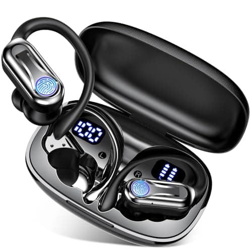 Wireless Sports Earbuds, Bluetooth 6.1 Over-Ear Hook Headphones with 90H Playtime, LED Display Charging Case,ENC Call Noise Cancelling Mic,16.2mm HiFi Deep Bass,IPX7 Waterproof for Gym Running Workout