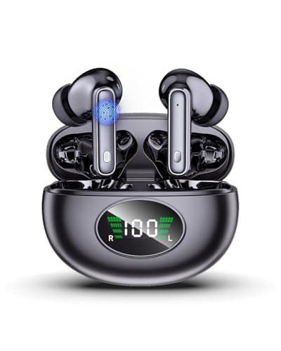 GNZUQ Wireless Earbuds, Bluetooth 5.4 Headphones HiFi Stereo 90H Playback LED Digital Display Ear Buds with Language Translator, Waterproof Earphones for Gym/Running/Work