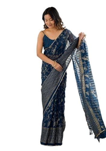 Indya Morpeach Embroidery Silk Saree Set for Festive | Indian Ethnic Wear