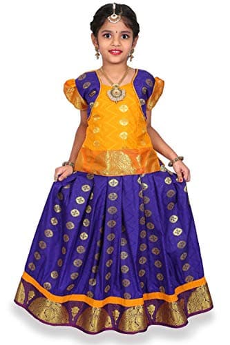 kaatru Thana Silk Girls Pavadai Set (D65) - Lehenga Choli (Prince Size Chart) (7-8 Years)