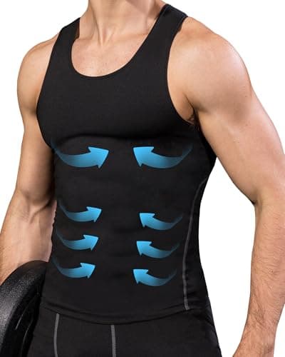 LWISMIL Men's Compression Tank Top Athletic Workout Sleeveless Base Layer T-Shirt for Gym Running Basketball Football Black