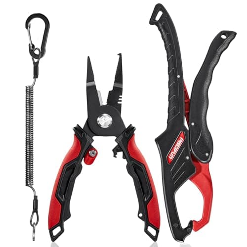 Piscifun 2PCS Fishing Tool Kit, Fishing Tool Set with 7.5" Fishing Pliers and 10" Floating Fish Lip Gripper, Corrosion Resistant Fishing Gear, Practical Fishing Gift
