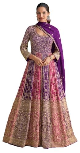 STELLACOUTURE Ready to wear salwar kameez for women, Indian Pakistani traditional ethnic suit, Eid, Wedding, Party 3002-O (Purple, 40)