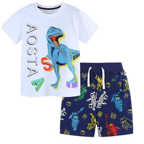 IjnUhb Toddler Boy Clothes Kids Summer Short Sets 2Pcs Cotton T-Shirt and Short Outfits Size 2-7 Years(L2605,24months)