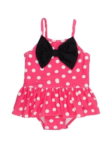 RuffleButts Girls UPF50+ Sun Protection Princess Sleeveless One Piece Swimsuit - Hot Pink Polka Dot, 8