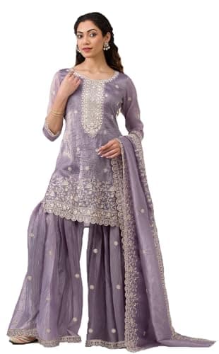 Shriva Fashion Indian Pakistani Women's Ready to wear plus size ethnic Salwar Kameez Suit for Eid Party Wedding Festivals (2983) (Purple, 52)