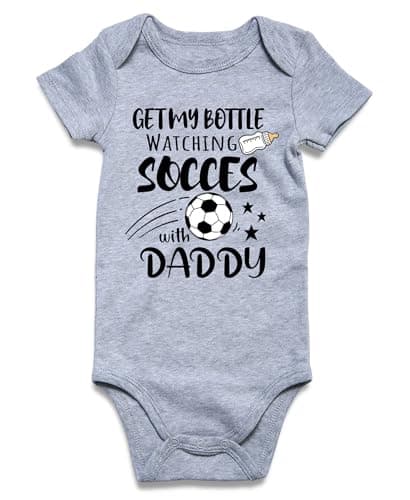 RAISEVERN Baby Boy Girl Clothes 6-9 Months Get My Bottle Im Watching Football With Daddy Newborn Boy Girl Announcement Sayings Outfit Gender Neutral Funny Infant