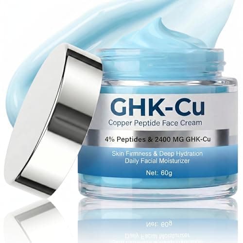 GHK-Cu Copper Peptide Cream, 2400mg Potency GHK Cu Formula, 4% Bioactive Peptides for Face & Neck Care, Facial Moisturizer for Firmness & Elasticity, Hydrating Lotion for Men Women, 60g