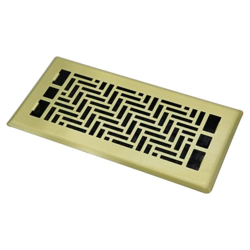 Jatohome Decorative Floor Register Vents for Home Floor Ease Adjust Floor Vents 4x10 Inch Air Vents Heavy Duty Walkable Steel Floor Register Brushed Gold Color