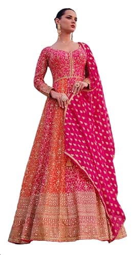 STELLACOUTURE indian pakistani salwar kameez ready to wear wedding plus size embroidered party shalwar suit for women 2757-O (Pink, 46)