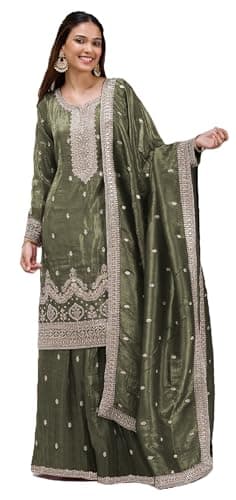 Shriva Fashion Indian Pakistani Women's Ready to wear plus size ethnic Salwar Kameez Suit for Eid Party Wedding Festivals (3004) (Green, 54)