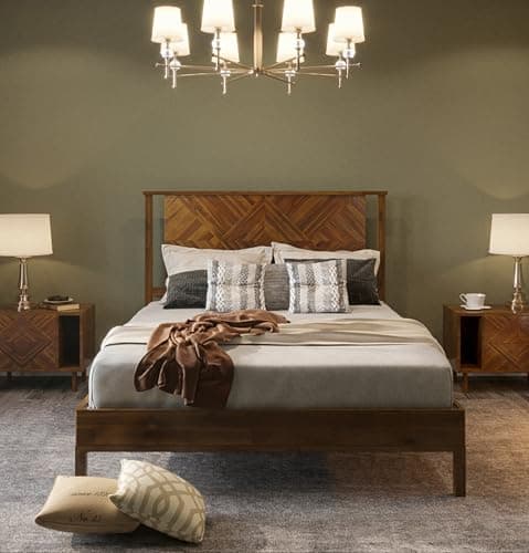 Bme Ethan Queen Bed Frame with...s All Mattresses, Rustic Brown