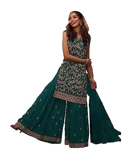 STELLACOUTURE indian tradition plus size Party/Wedding Night Ready to Wear Salwar Kameez Suit for Women 2621-O (Turquoise, 38)