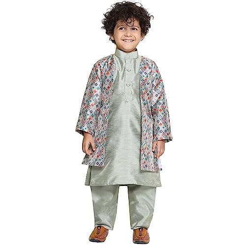 AJ DEZINES Kids Indian Kurta Set For Boys|Boys Indian Outfit| Ethnic & Festive Wear|Traditional Nehru Jacket Kurta Set-Pis-5