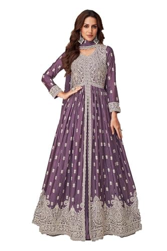 Shriva Fashion Indian Pakistani ready to wear anarkali gown for Events/Party/Festivals and ocassions for women (2897) (Purple, 42)