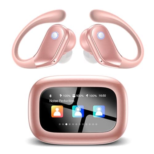 jaddsa Wireless Earbuds with ENC Noise Cancellation, Touch-Screen Control, IPX7 Waterproof, Deep Bass Stereo for Running – Rose Pink