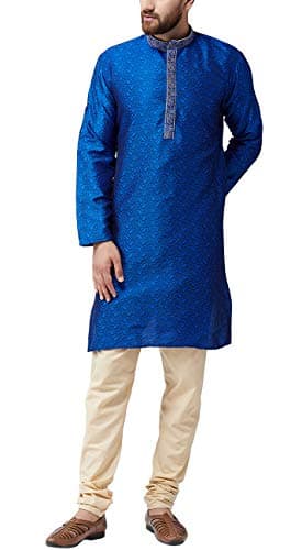 Sojanya (Since 1958 Men'S Silk Blend Royal Blue Only Long Kurta, Size 38