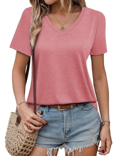 GKBK Womens Short Sleeve T Shirts V Neck Tops Summer Trendy Comfy Casual Basic Tee Shirt $7.99